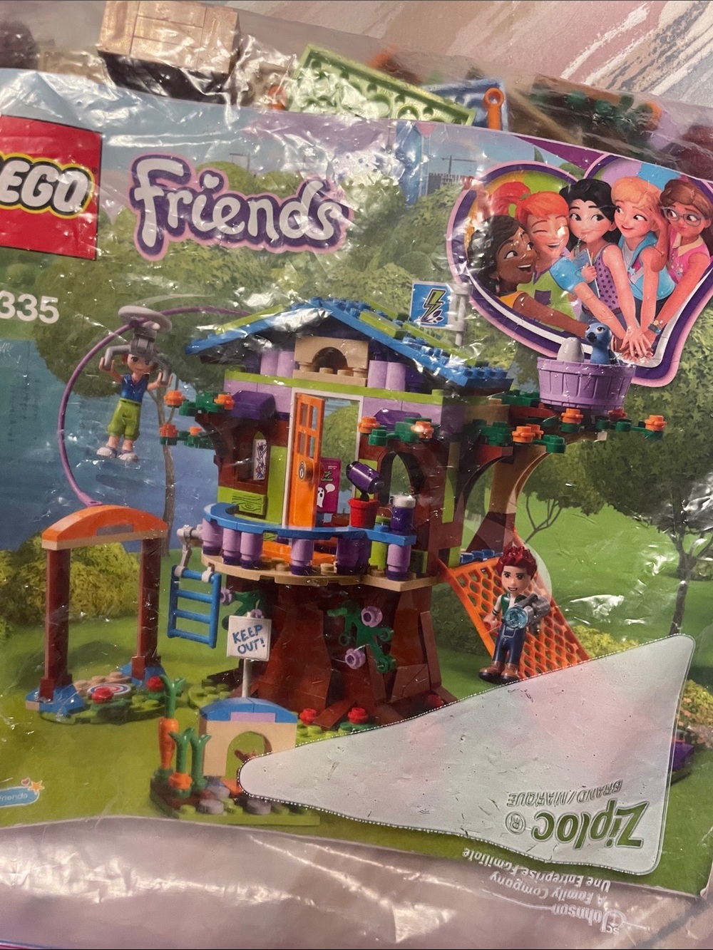 Lego Friends Purple and Green Treehouse Playset with Orange and Blue Accents